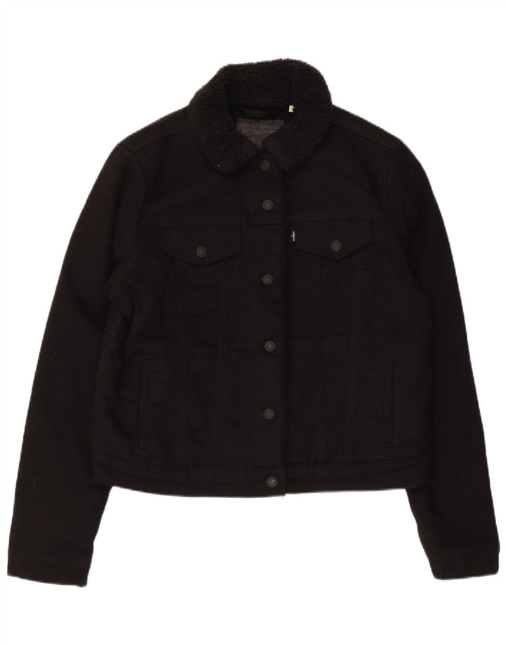 Levi's Veste Sherpa Denim Femme UK 16 Large Noir Coton