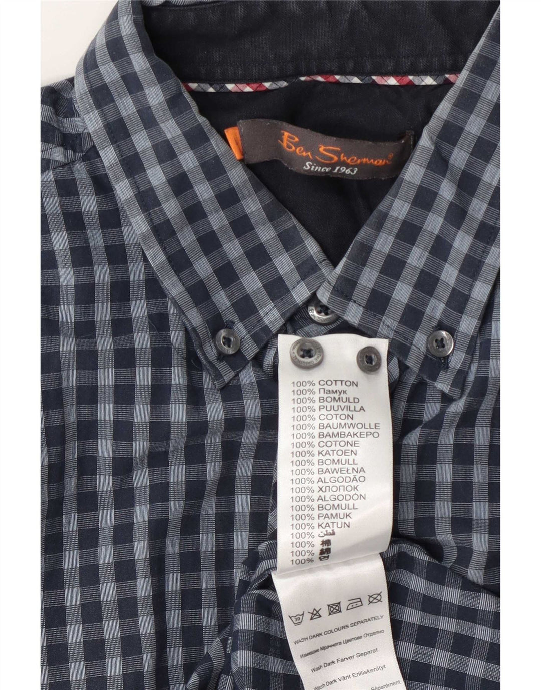 Ben Sherman Chemise Homme Grand Bleu Marine Vichy Coton