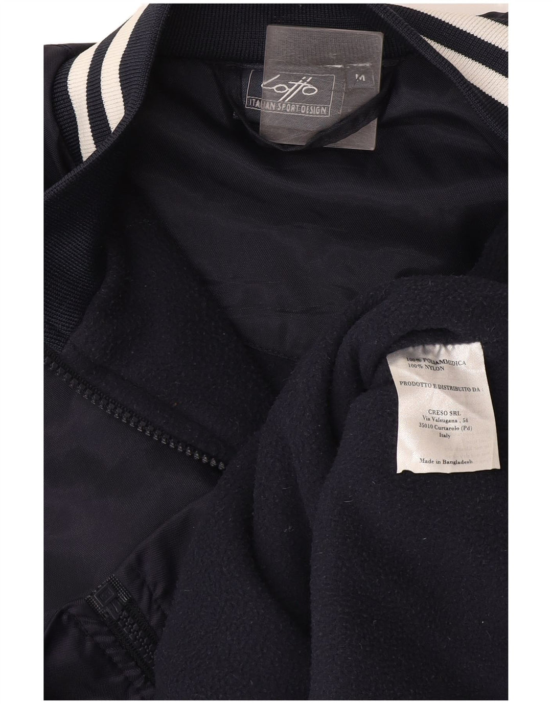 Lotto Bomber Jacket Homme UK 38 Medium Bleu Marine Rayé Polyamide