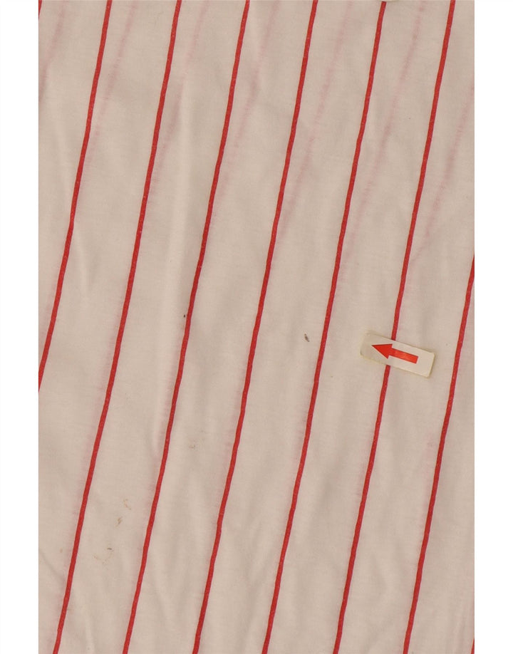 vintage Femme T-Shirt Top UK 12 Moyen Blanc Rayé