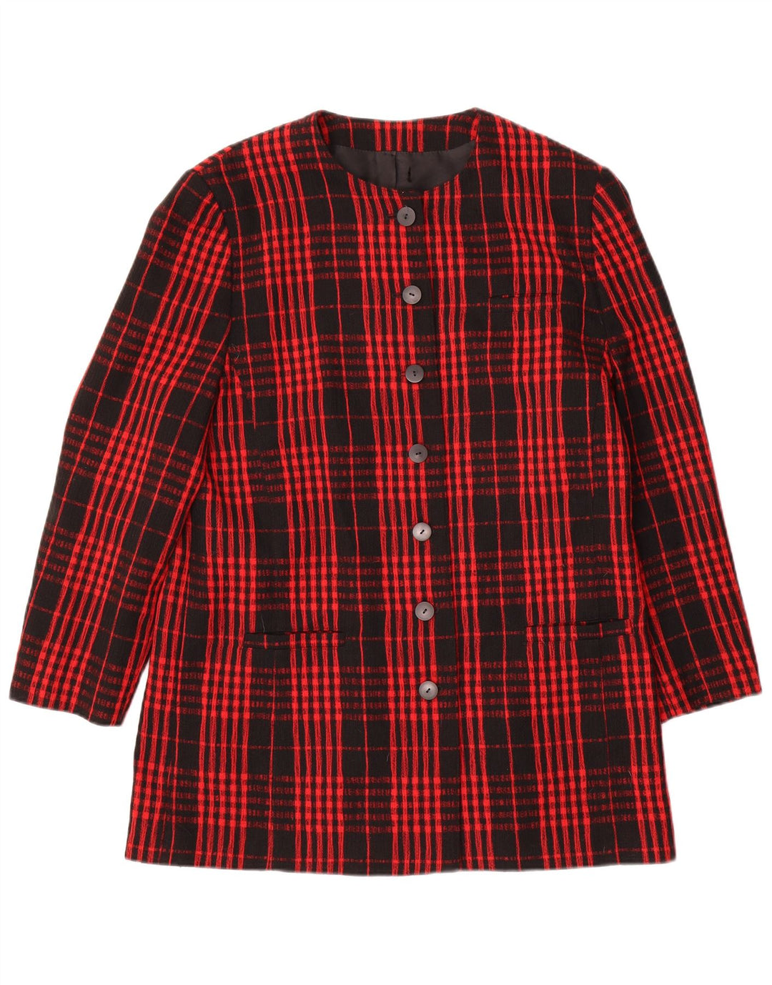 Gerry Weber Veste Blazer 7 Boutons Femme UK 12 Laine à Carreaux Rouge Moyen