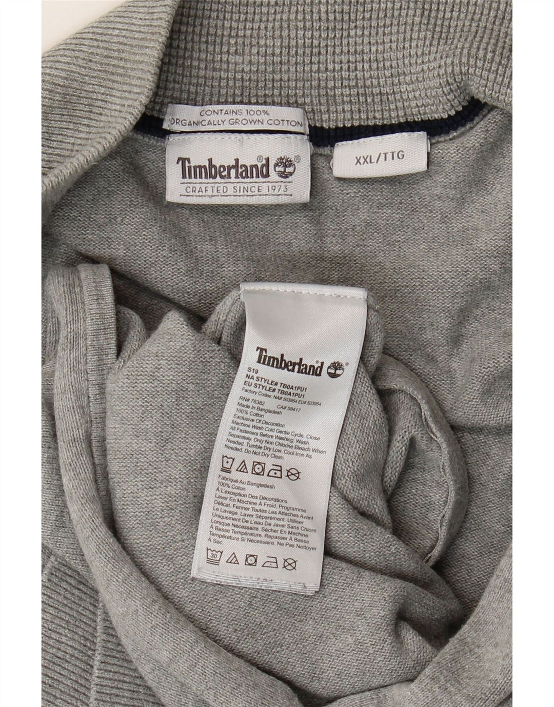 Timberland Pull Cardigan Homme 2XL Gris Coton