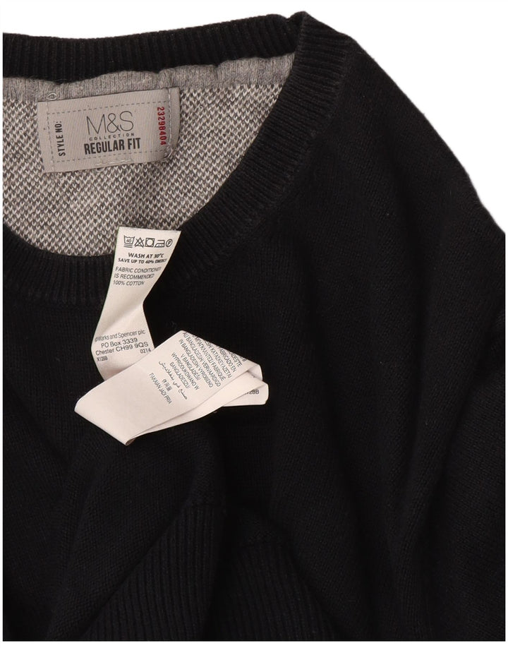 Marks & Spencer Pull à col rond coupe classique pour homme Noir moyen