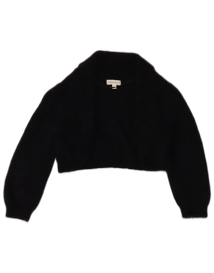 MONSOON Cardigan Boléro à Manches 3/4 pour Femme UK 12 Noir Moyen