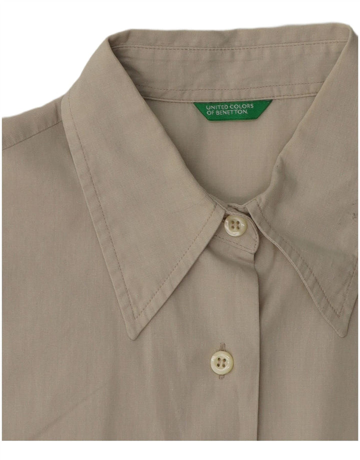 BENETTON Chemise Femme UK 14 Gris Moyen