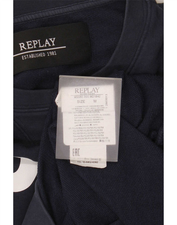 Replay Sweat-Shirt Graphique Homme Bleu Marine Moyen Coton