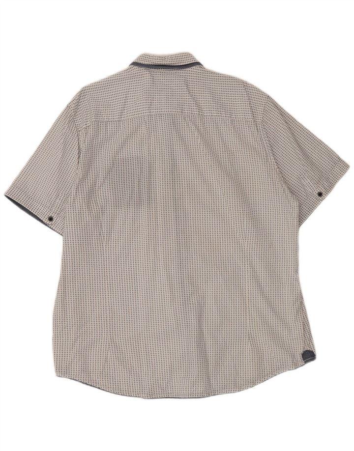 ENGBERS Mens Regular Fit Short Sleeve Shirt 2XL White Spotted Cotton