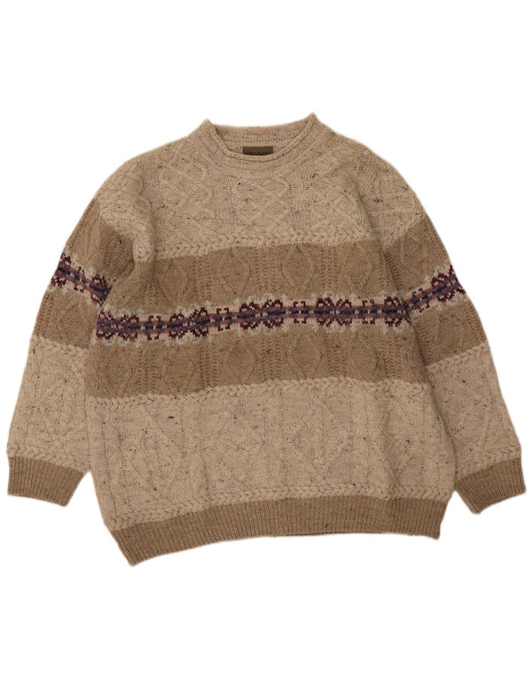 Sevres Pull col rond homme IT 54 XL Beige Fair Isle Wool