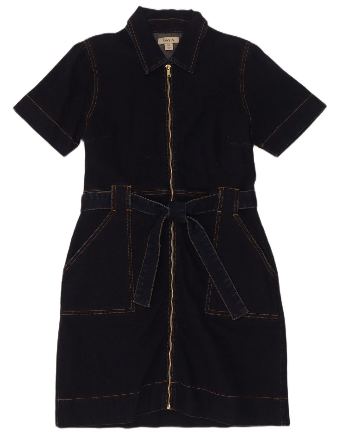 Oasis Robe en jean pour femme UK 12 Bleu marine moyen en coton