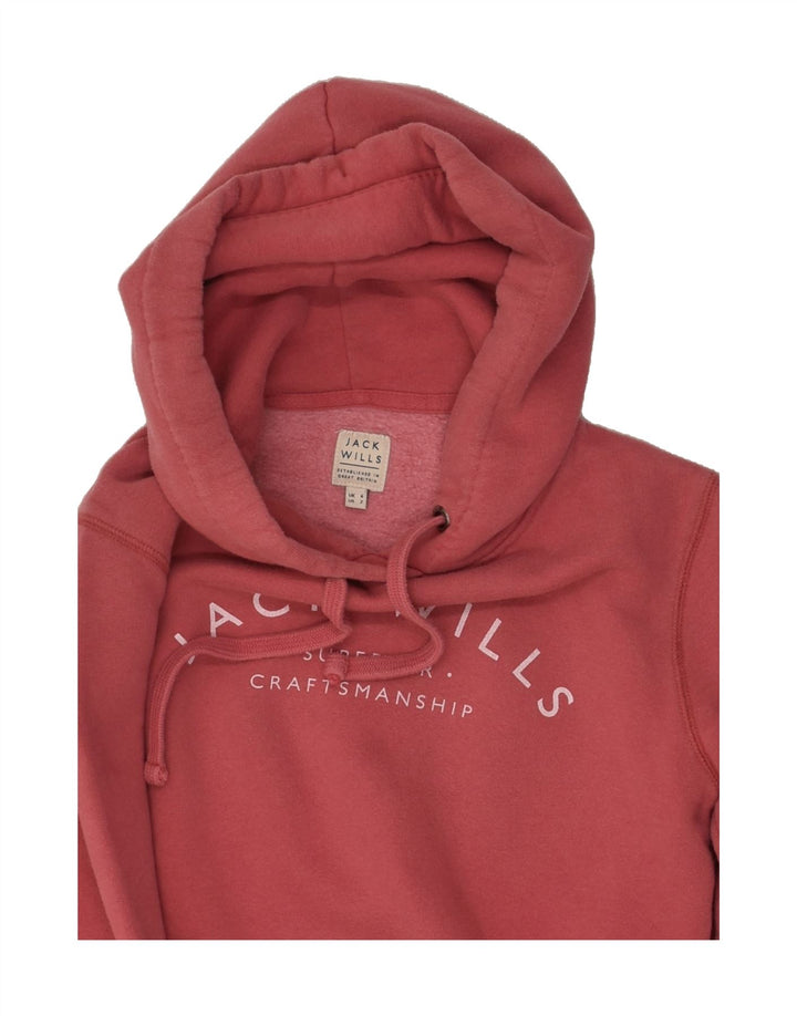 JACK WILLS Womens Graphic Hoodie Jumper UK 6 XS Red Cotton | Vintage Jack Wills | Thrift | Second-Hand Jack Wills | Used Clothing | Messina Hembry 