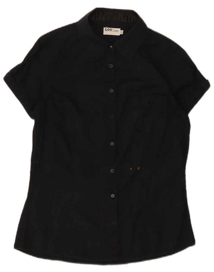 Lee Chemise à manches courtes pour femme UK 10 Small Noir Coton