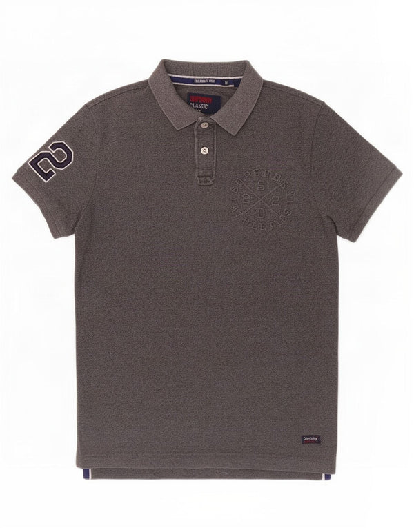 Superdry Mens Graphic Classic Fit Polo Shirt Medium Grey Cotton