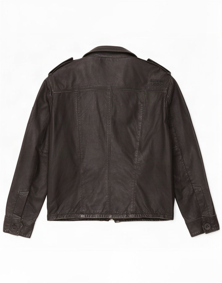 Superdry Veste en cuir militaire pour homme UK 40 Large Noir