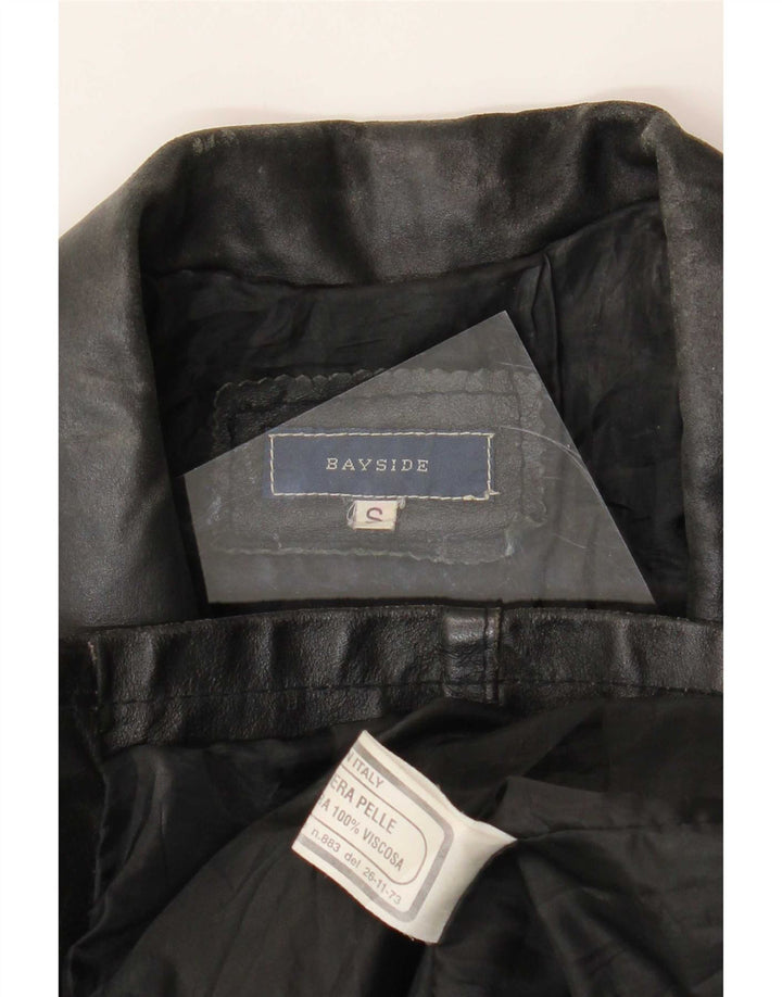 Bayside Veste en cuir pour femme UK 10 Small Noir