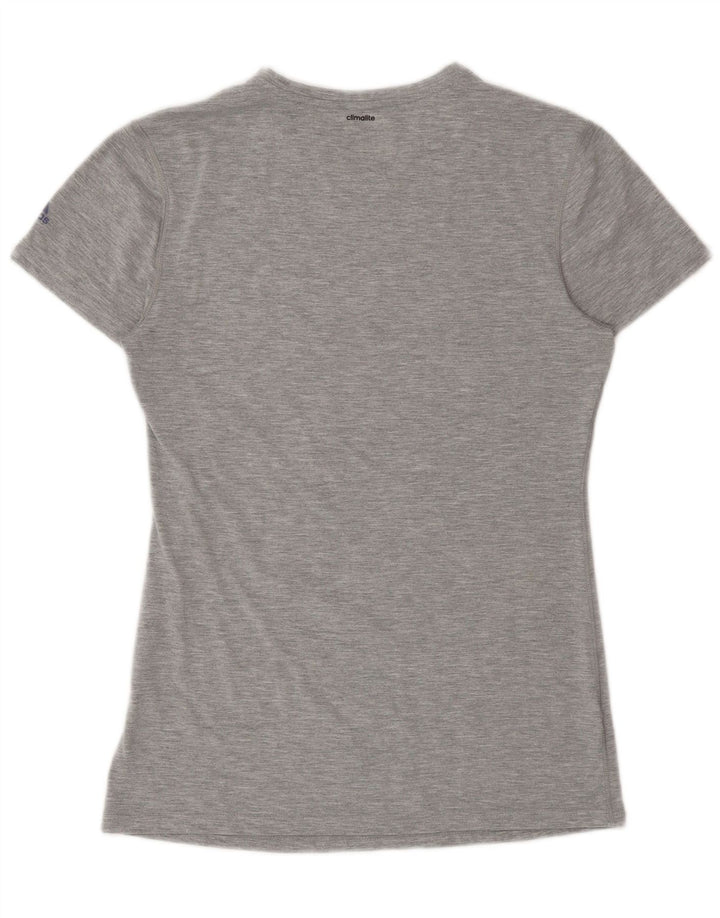 Adidas T-shirt graphique pour femme UK 12 Gris moyen Polyester