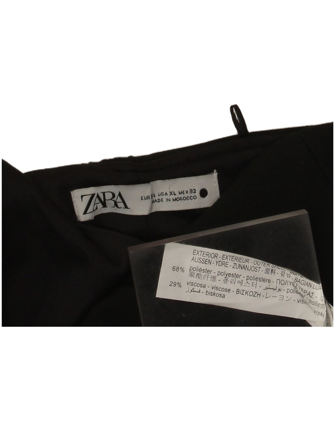Zara Femme Haut Sans Bretelles UK 18 XL Noir Polyester