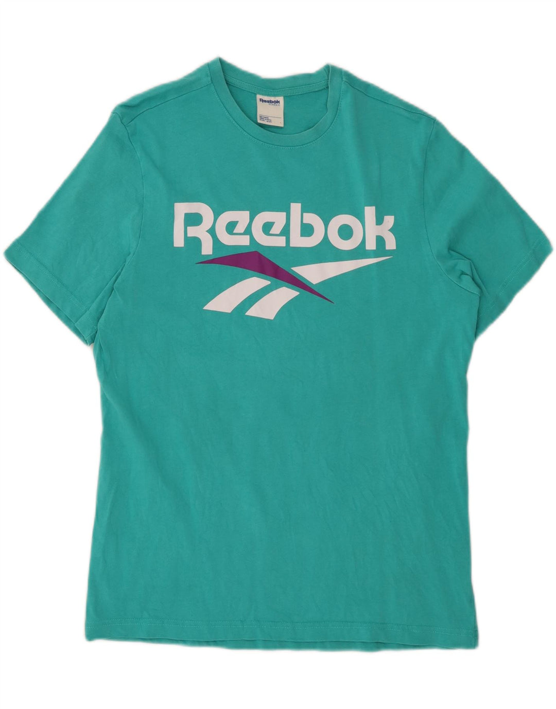 REEBOK T-Shirt Graphique Classique Homme Coton Turquoise Moyen