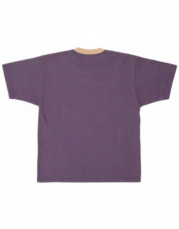 vintage Mens Graphic T-Shirt Top Grand Coton Floral Violet