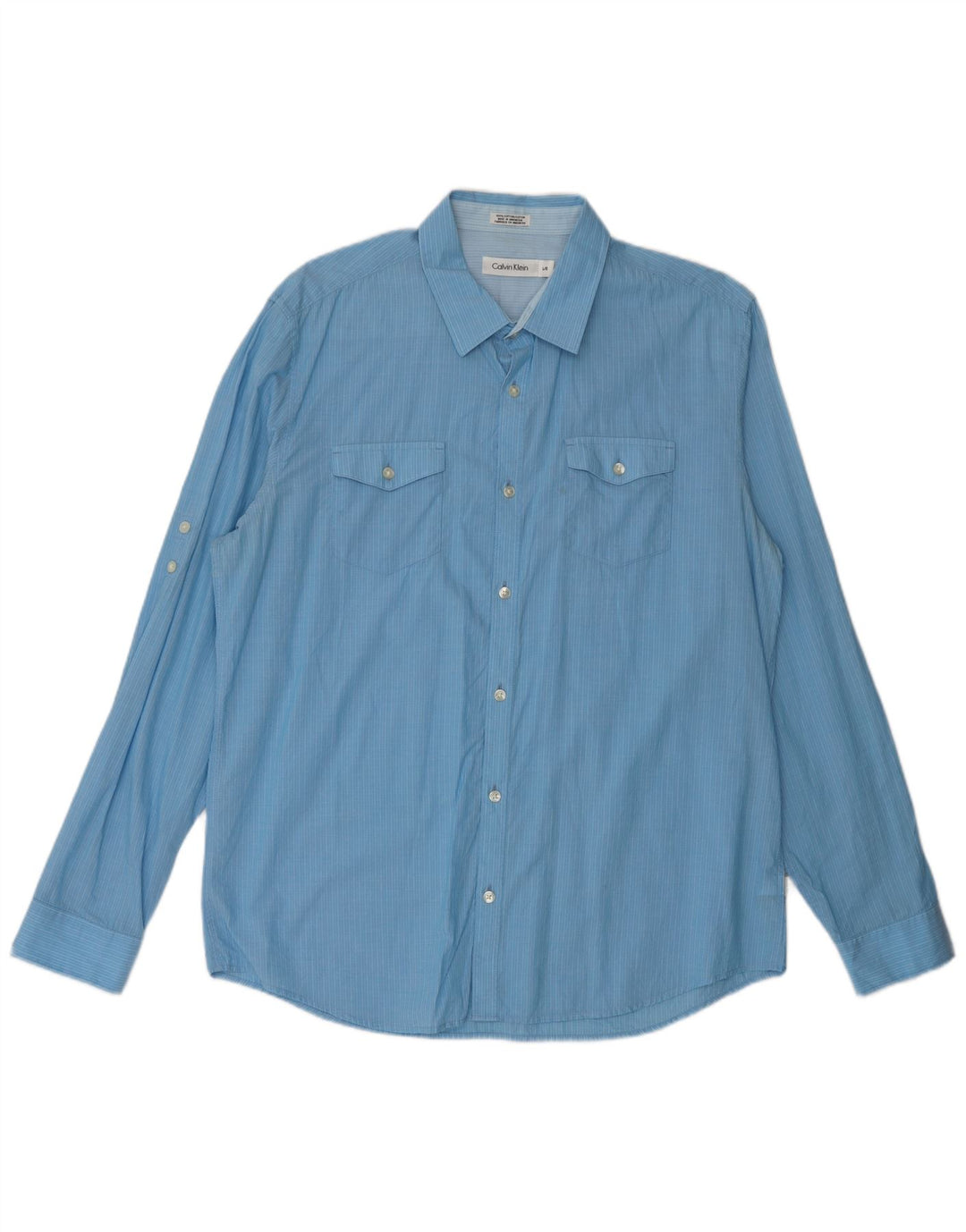 Calvin Klein Chemise homme en coton à fines rayures bleues