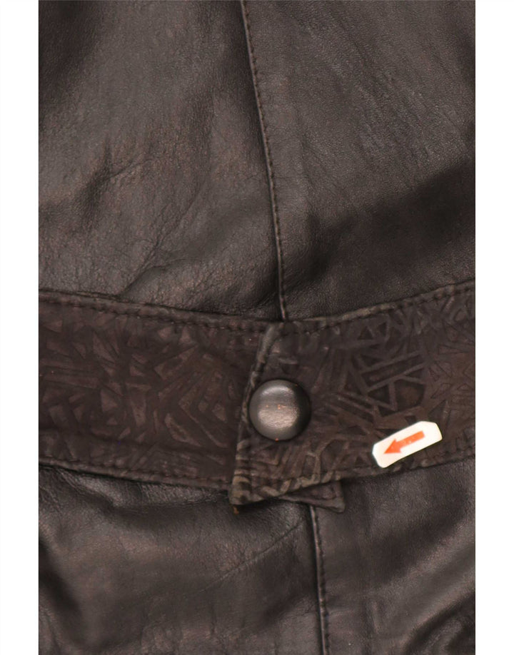 veste en cuir surdimensionnée femme vintage UK 10 Petit Noir