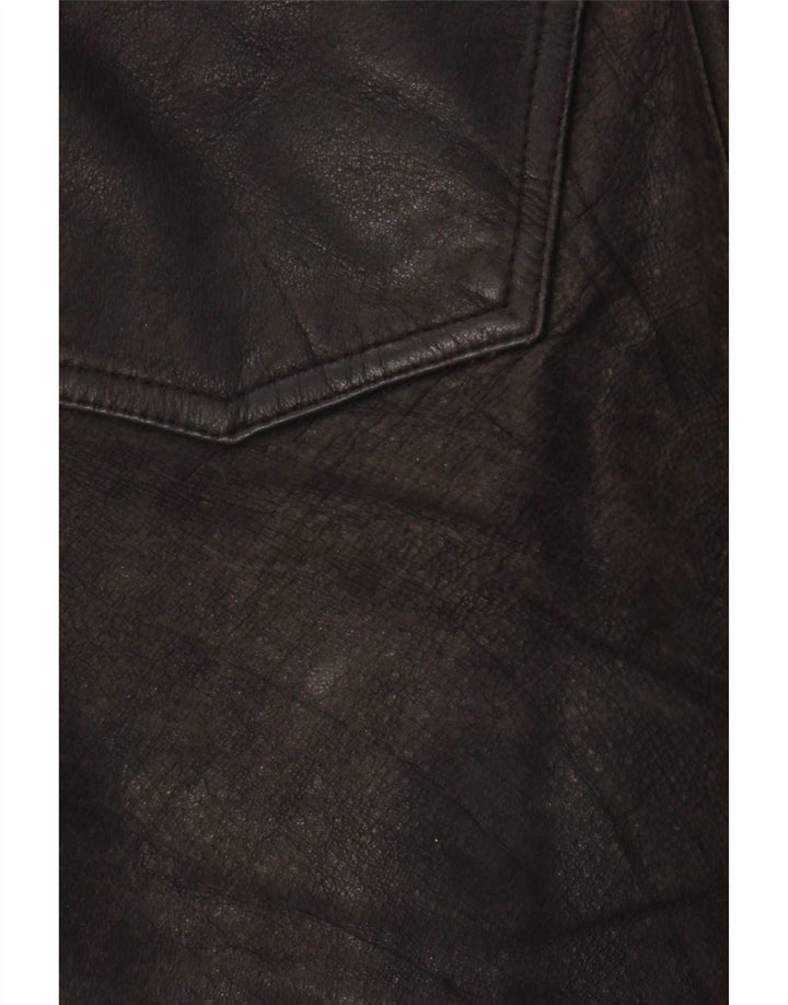 Pantalon droit en cuir Vintage pour hommes W34 L32 marron