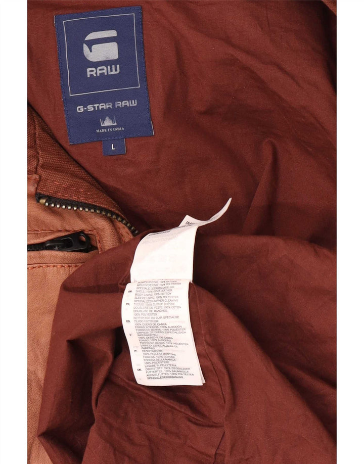 G-Star Veste de motard en daim pour homme UK 40 Large Cuir Marron