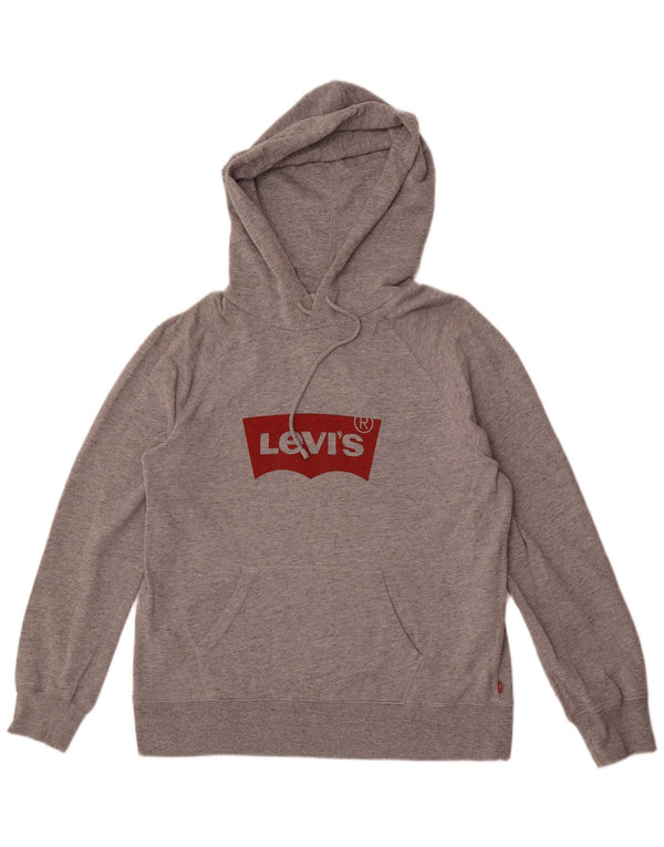 Levi's Pull à Capuche Graphique Femme UK 44 Gris Moyen Moucheté Coton