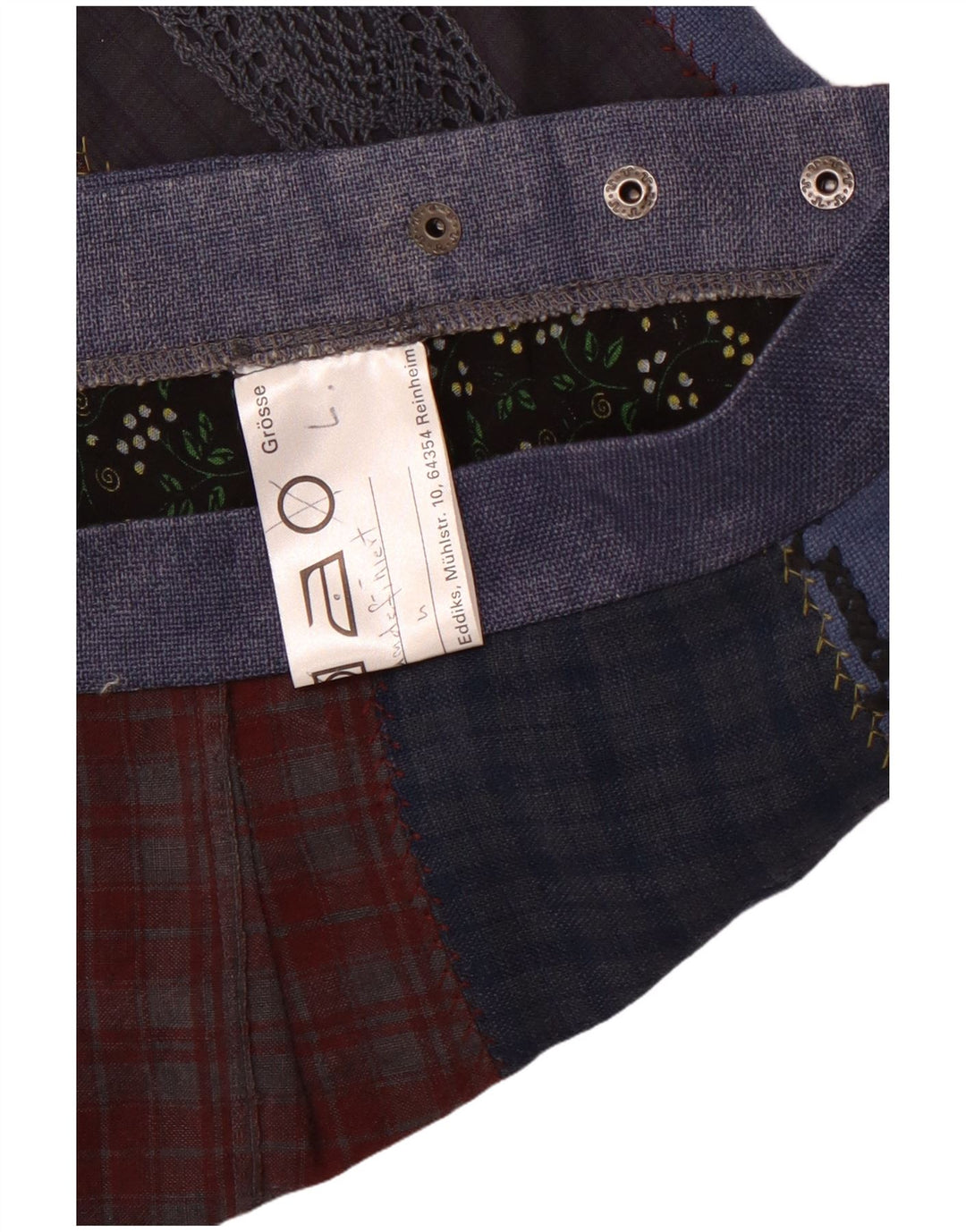 VINTAGE Jupe portefeuille femme Large W36 Bleu Patchwork