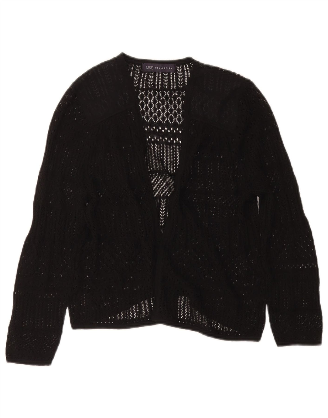 MARKS & SPENCER Cardigan transparent pour femme UK 8 Small Noir