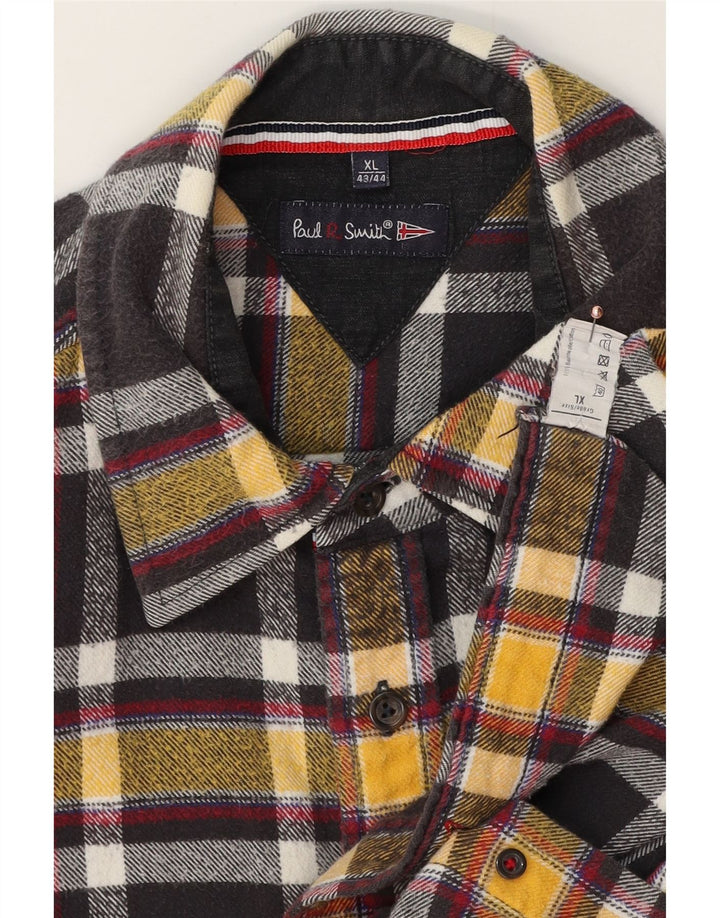 PAUL SMITH Chemise en flanelle à carreaux pour homme Taille 43/44 XL Coton à carreaux noir