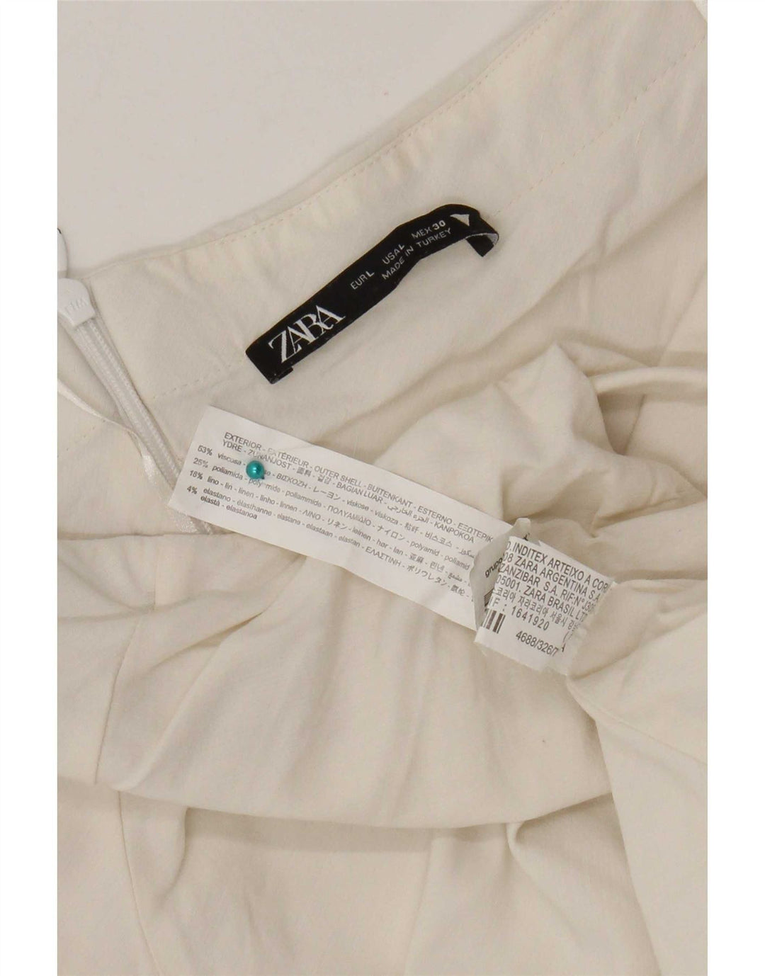 Zara Femme Mini Robe Licou UK 14 Grande Viscose Blanche