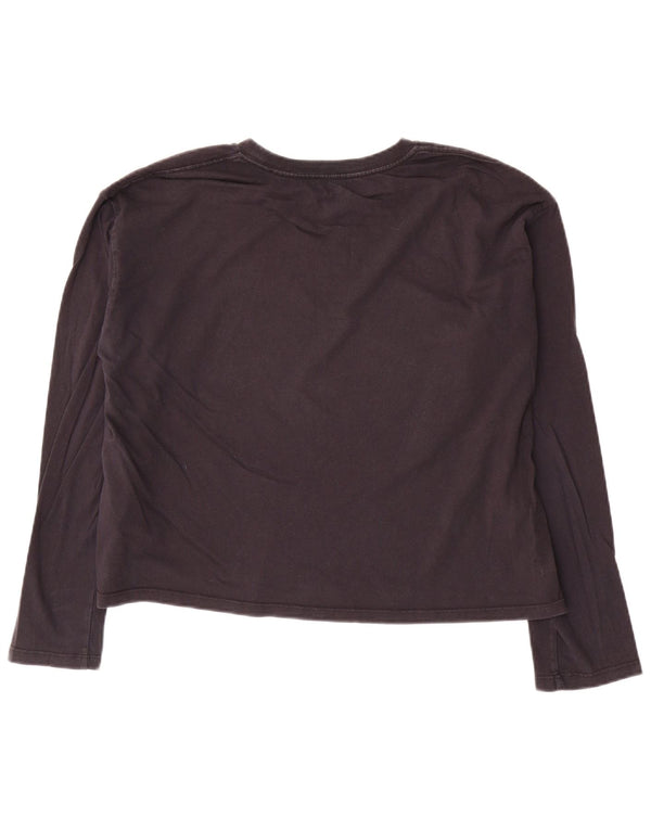 Levi's Crop Top Femme Manches Longues UK 14 Bleu Marine Moyen Coton