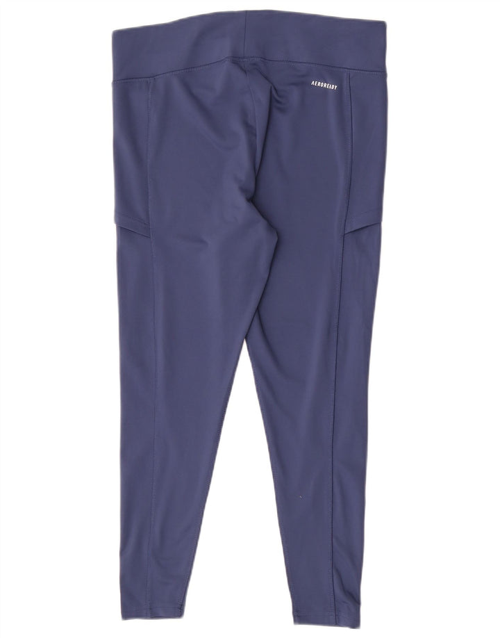 Adidas Femmes Aeroready Leggings UK 16 Grand Bleu Marine Polyester