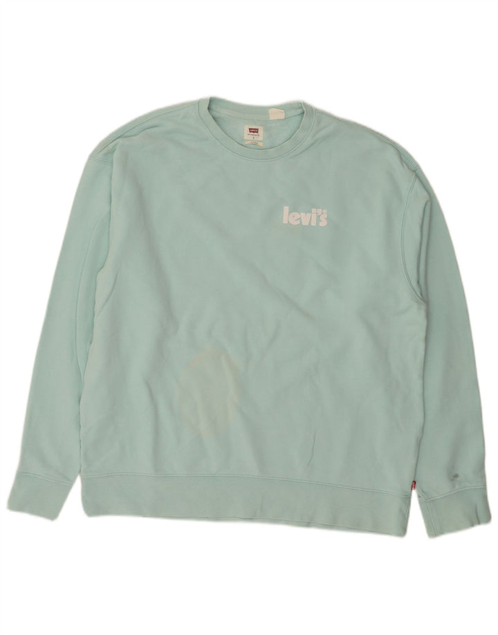 Levi's Sweatshirt Jumper Large Turquoise Coton Homme