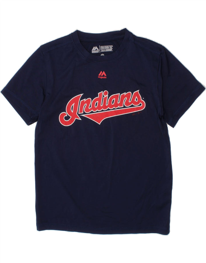 MAJESTIC Boys Graphic T-Shirt Top 9-10 Years Medium Navy Blue Polyester Vintage Majestic and Second-Hand Majestic from Messina Hembry 