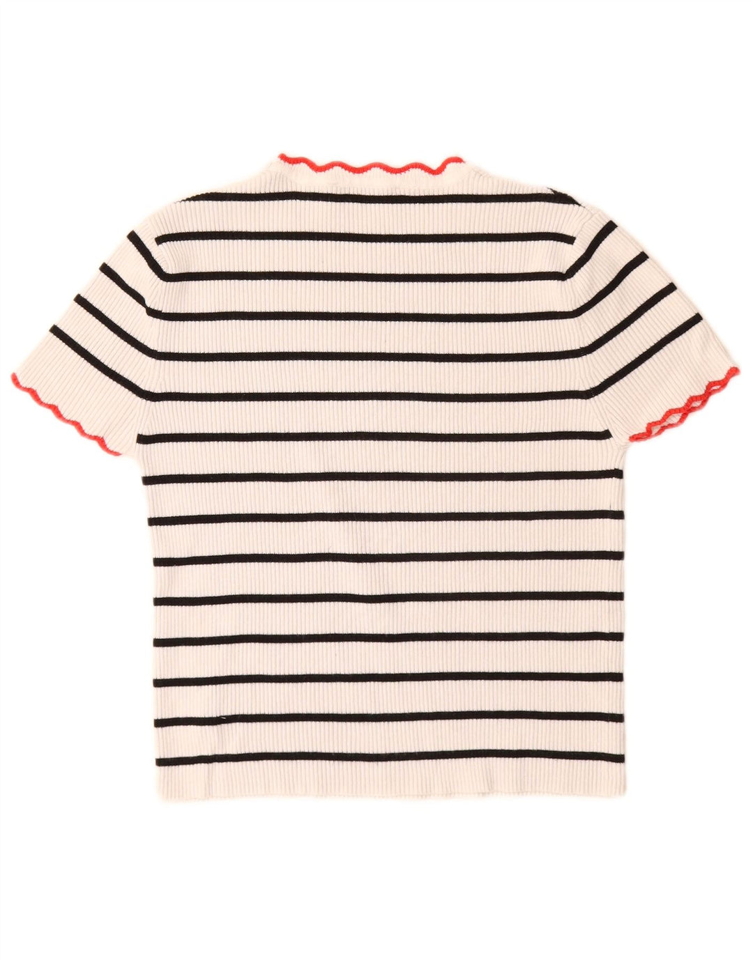 Zara Pull court à col rond pour femme UK 10 Petit rayé blanc