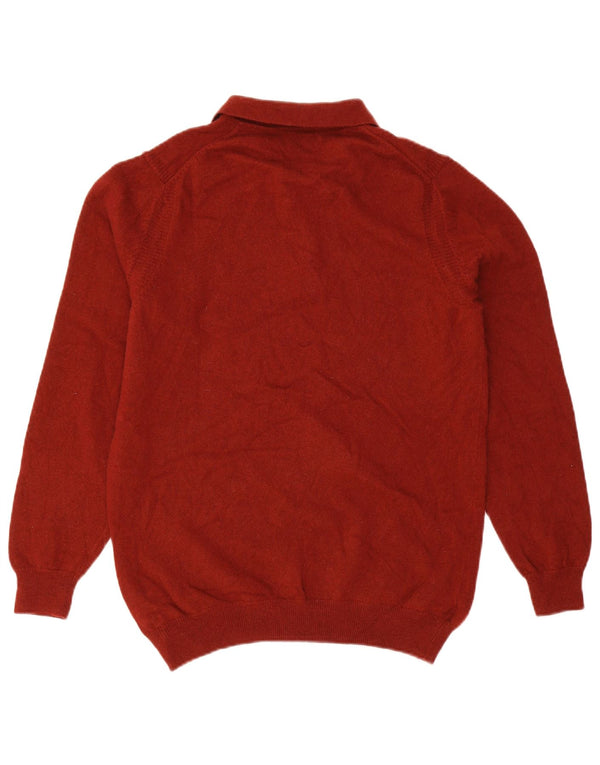 Massimo Dutti Pull à col polo pour homme en laine rouge Large
