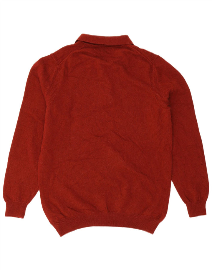 Massimo Dutti Pull à col polo pour homme en laine rouge Large