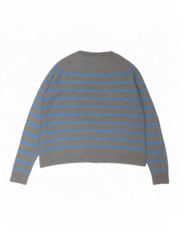 Zara Pull ras du cou pour femme UK 14 Gris moyen rayé