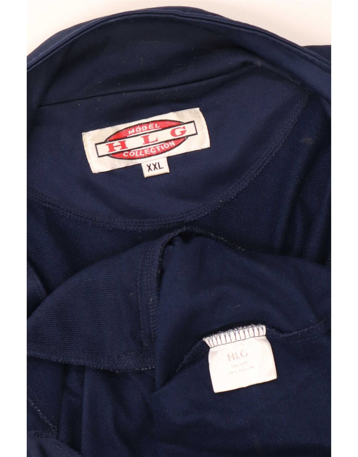 vintage Mens Survêtement Top Veste 2XL Bleu Marine Colourblock Polyester