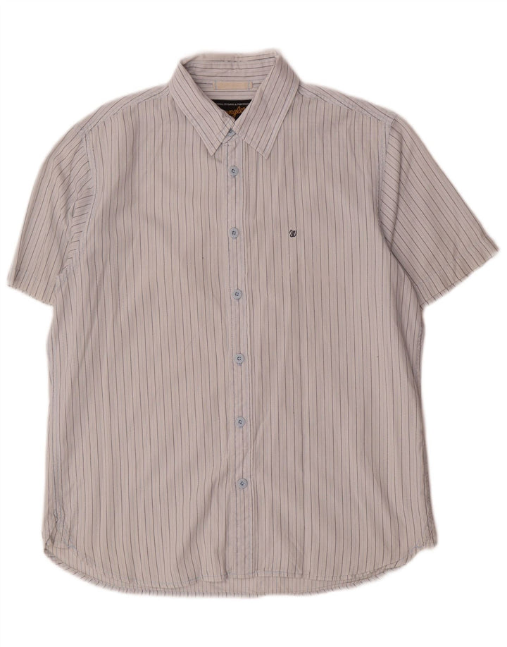 WRANGLER Chemise à manches courtes pour homme à rayures blanches moyennes