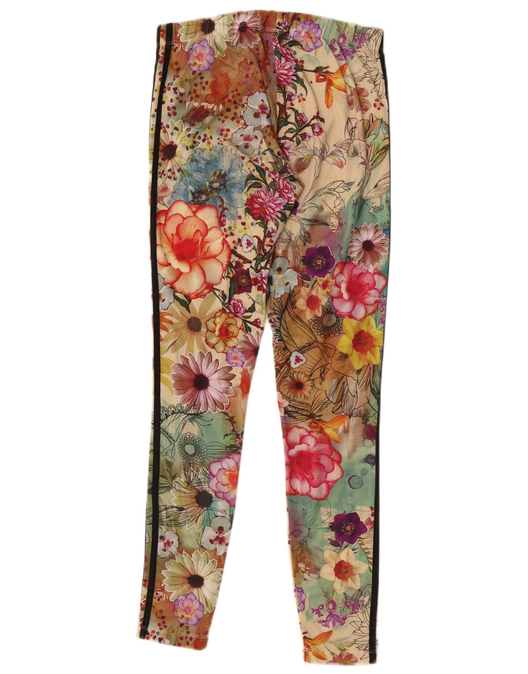 Adidas Leggings Femme UK 44 Moyen Multicolore Floral Polyester