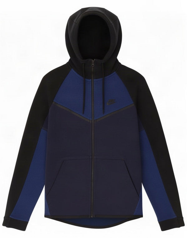 Nike Pull à capuche zippé pour homme Petit coton color block bleu marine