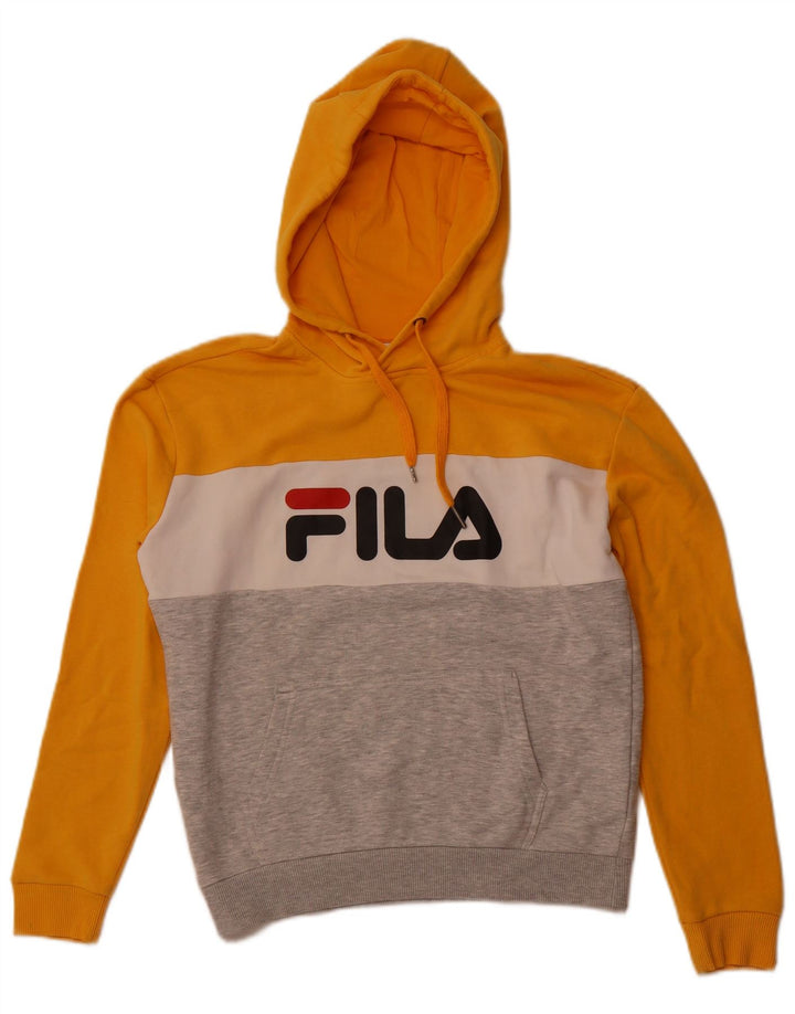FILA Pull à capuche graphique pour garçon 13-14 ans Petit colorblock jaune