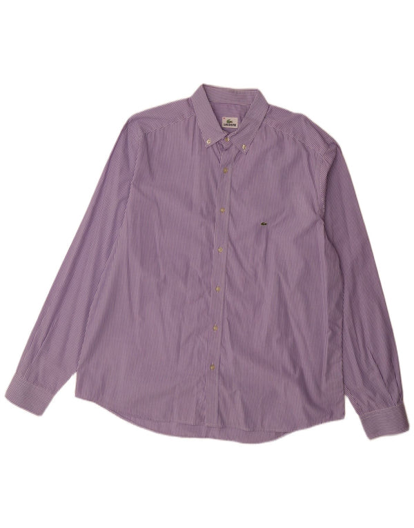 Lacoste Chemise Homme Taille 45 XL Violet Pinstripe Coton