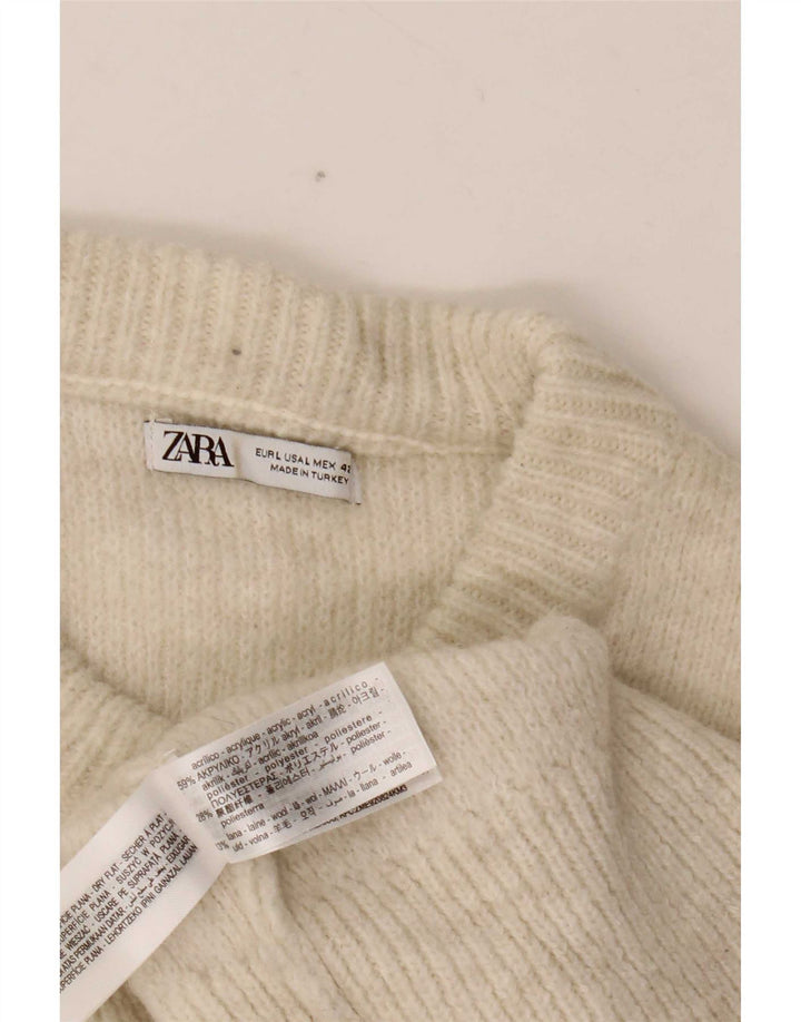 Zara Pull ras du cou pour homme en acrylique blanc cassé