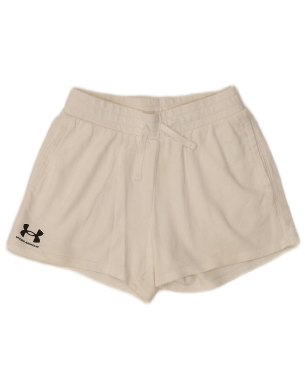 Under Armour Short de sport pour femme UK 10 Small Blanc Coton