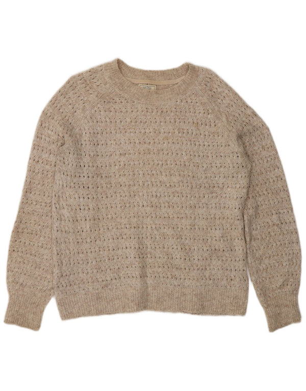 Fat Face Pull surdimensionné à col bateau pour femme UK 8 Petit nylon beige