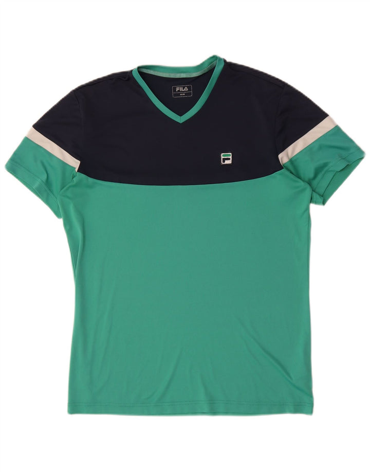 Fila T-Shirt Homme Top IT 50 Turquoise Moyen Colorblock Polyester