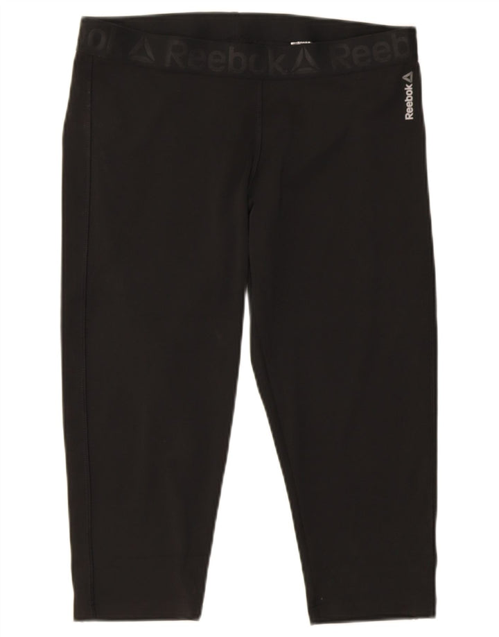 Reebok Femmes Capri Leggings UK 16/18 Grand Noir Polyester